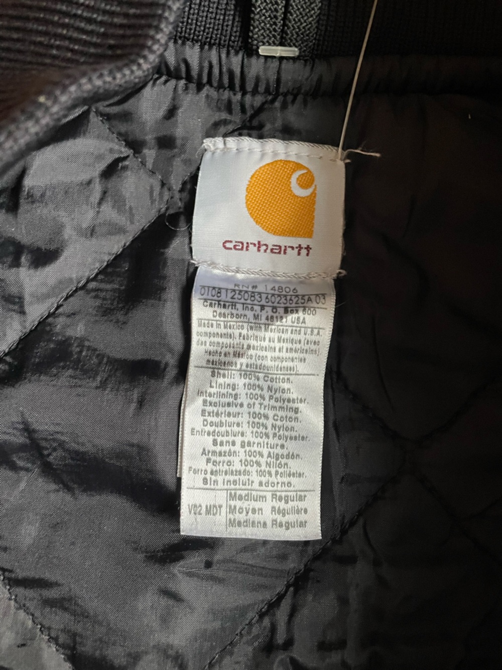 Carhartt Navy Duck Canvas Insulated Work Vest Zip Front Quilted Lined Men’s M - Picture 4 of 6